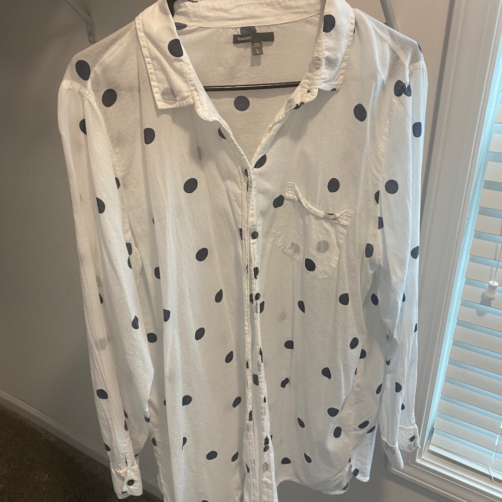 GAPBody long polka dot button down shirt